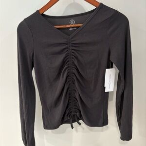 Treasure & Bond Charcoal Ruched Long Sleeve Top